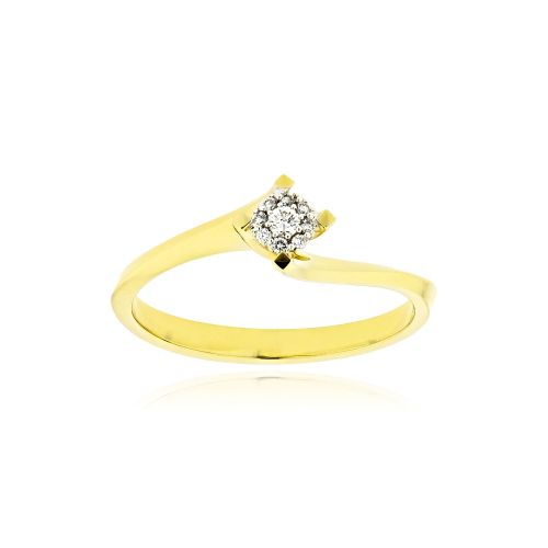 Μονόπετρο Δαχτυλίδι Φλόγα από Κίτρινο Χρυσό Κ18 με Διαμάντια 040269
