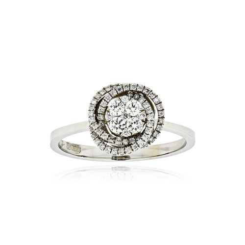 Δαχτυλίδι Ροζέτα από Λευκό Χρυσό 18 Καρατιών με Διαμάντια 040272