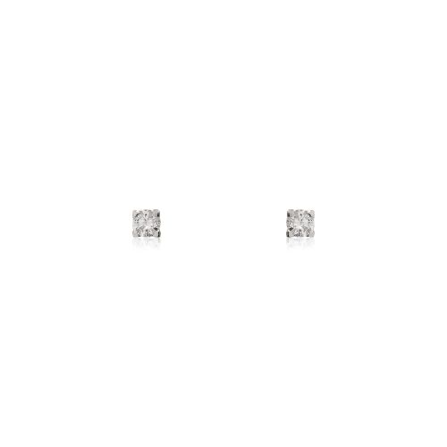 Μονόπετρα Σκουλαρίκια από Λευκό  Χρυσό 18 Καρατίων με Διαμάντια 040589