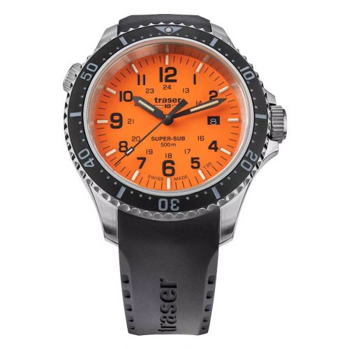 Αντρικό Ρολόι Traser P67 T25 SuperSub Diver Orange με Λουράκι απο Καουτσούκ 109380