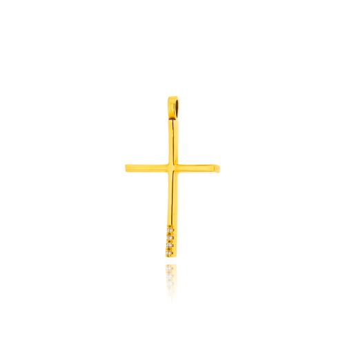 Σταυρός Βάπτισης για Κορίτσι από Κίτρινο Χρυσό Κ14 με Διαμάντια 041094