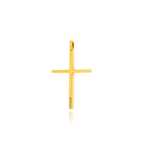 Σταυρός Βάπτισης για Κορίτσι από Κίτρινο Χρυσό Κ14 με Διαμάντια 041095