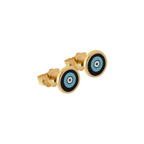 Σκουλαρίκια με Μάτι από Κίτρινο Χρυσό Κ14 με Κεραμικό 041133