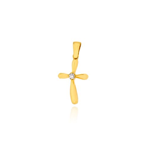 Σταυρουδάκι από Κίτρινο Χρυσό Κ14 με Πέτρα Ζιργκόν 041174