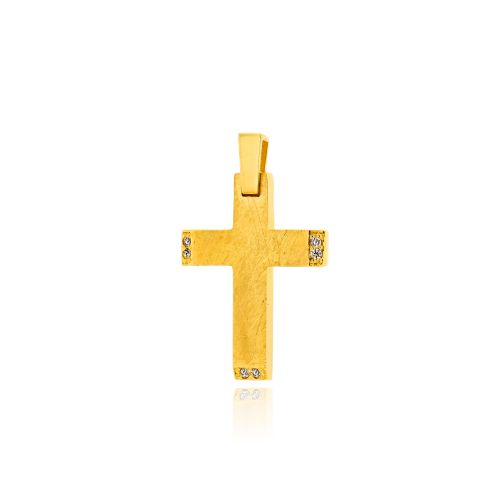 Σταυρός Βάπτισης για Κορίτσι από Κίτρινο Χρυσό Κ14 με Πέτρες Ζιργκόν 041175