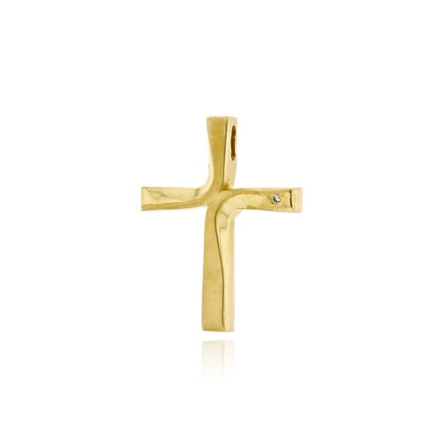 Σταυρός Βάπτισης για Κορίτσι από Κίτρινο Χρυσό Κ14 με Πέτρα Ζιργκόν 041296