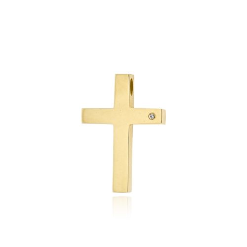 Σταυρός Βάπτισης για Κορίτσι από Κίτρινο Χρυσό Κ14 με Πέτρα Ζιργκόν 041297