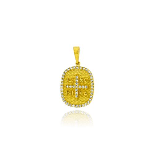 Μενταγιόν Κωνσταντινάτο από Κίτρινο Χρυσό Κ9 με Πέτρες Ζιργκόν 041436