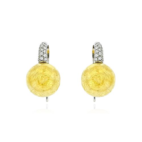 Σκουλαρίκια από Κίτρινο και Λευκό Χρυσό Κ18 με Διαμάντια 041449