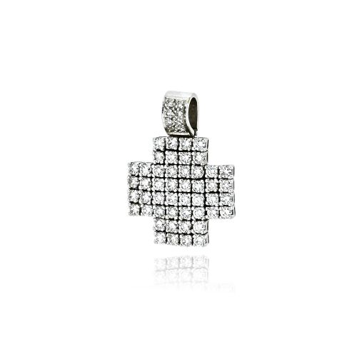 Γυναικείος Σταυρός από Λευκό Χρυσό Κ18 με Διαμάντια 041477