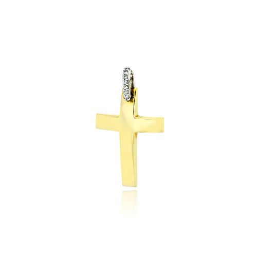 Σταυρός Βάπτισης για Κορίτσι από Κίτρινο Χρυσό Κ14 με Διαμάντια 041486