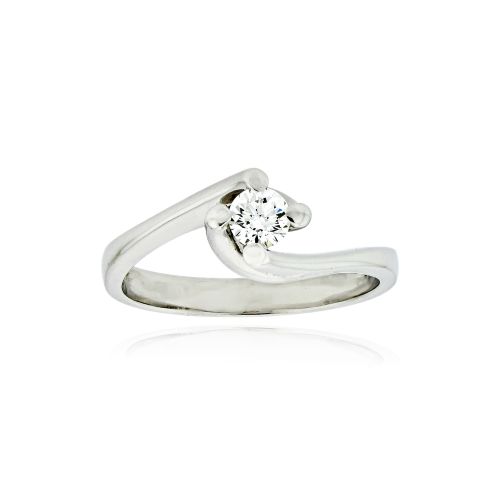 Μονόπετρο Δαχτυλίδι Φλόγα από Λευκό Χρυσό Κ18 με Διαμάντι 041662
