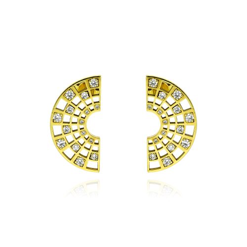 Σκουλαρίκια από Κίτρινο Χρυσό Κ18 με Διαμάντια από Συλλογή Ηρώδειο 041764