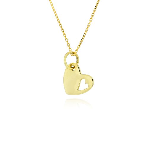 Μενταγιόν Καρδιά με Αλυσίδα από Κίτρινο Χρυσό Κ14 042018
