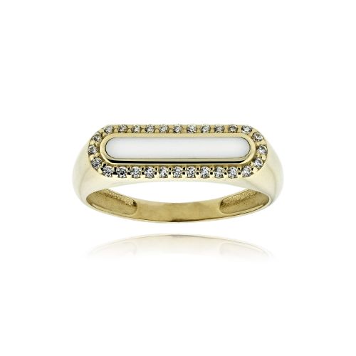 Δαχτυλίδι από Κίτρινο Χρυσό Κ14 με Σμάλτο και Πέτρες Ζιργκόν 042129
