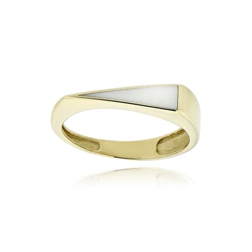 Δαχτυλίδι από Κίτρινο Χρυσό Κ14 με Λευκό Σμάλτο 042131