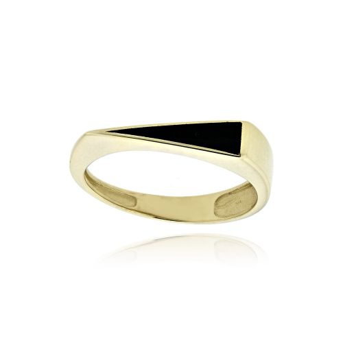 Δαχτυλίδι από Κίτρινο Χρυσό Κ14 με Μαύρο Σμάλτο 042132