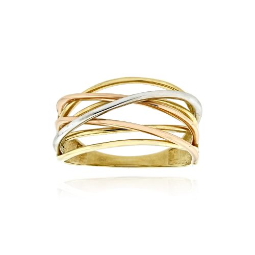 Δαχτυλίδι από Κίτρινο Λευκό και Ροζ Χρυσό Κ14 042174