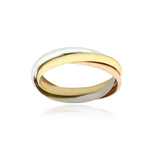 Δαχτυλίδι Τρίβερο από Λευκό Κίτρινο και Ροζ Χρυσό Κ14 042316