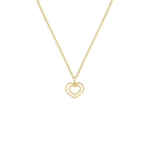 Μενταγιόν Καρδιά με Αλυσίδα από Κίτρινο Χρυσό Κ14 042425