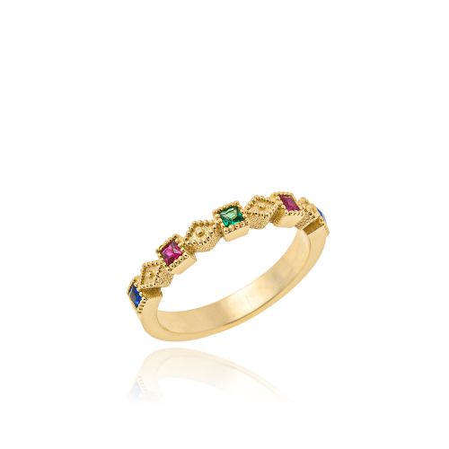 Δαχτυλίδι Σειρέ Val'Oro από Κίτρινο Χρυσό Κ14 με Πέτρες Ζιργκόν 042535
