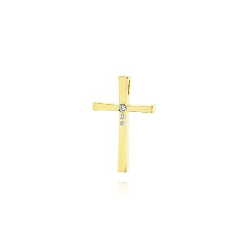 Σταυρός Βάπτισης για Κορίτσι από Κίτρινο Χρυσό Κ18 με Διαμάντια 035453