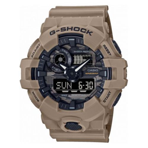 Αντρικό Ρολόι Casio G-Shock Quartz με Μπεζ Λουράκι Ρητίνης GA-700CA-5AER