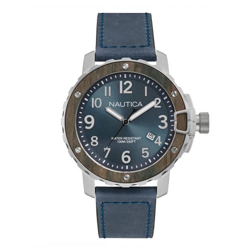 Ρολόι Nautica NMS 01 Quartz με Μπλε Δερμάτινο Λουράκι NAD15012G