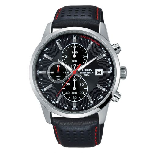 Ανδρικό Ρολόι Lorus με Μαύρο Δερμάτινο Λουράκι RM335DX