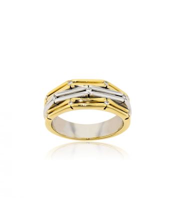 Δαχτυλίδι Κίτρινο και Λευκό Χρυσό 18 Καρατίων Κ18 με Διαμάντια Μπριγιάν 000917
