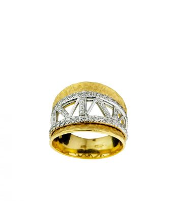 Δαχτυλίδι από Λευκό και Κίτρινο Χρυσό 18 Καρατίων Κ18 με Πέτρες Ζιργκόν 000952