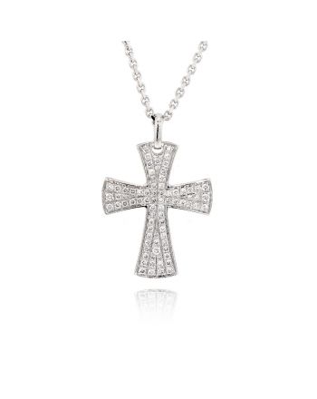Βαπτιστικός Σταυρός για Κορίτσι από Λευκό Χρυσό Κ18 με Διαμάντια Μπριγιάν 002762