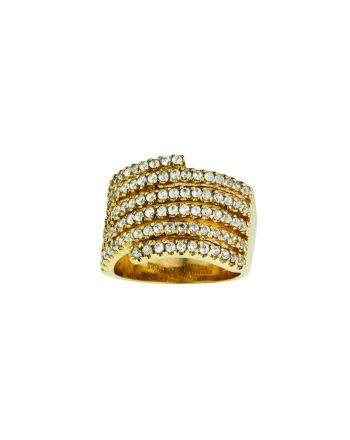 Δαχτυλίδι Κίτρινο Χρυσό 14 Καρατίων Κ14 με Πέτρες Ζιργκόν 003113