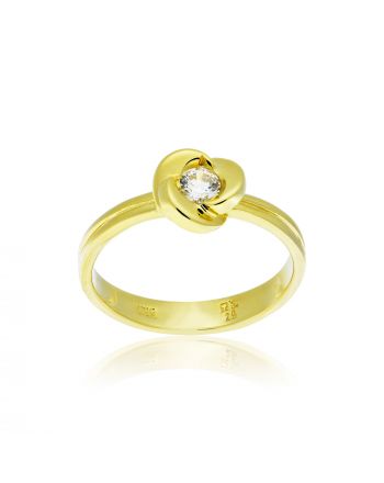 Μονόπετρο Δαχτυλίδι από Κίτρινο Χρυσό Κ14 με Πέτρες Ζιργκόν 003272