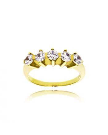 Δαχτυλίδι Σειρέ από Κίτρινο Χρυσό Κ14 με Πέτρες Ζιργκόν 003292