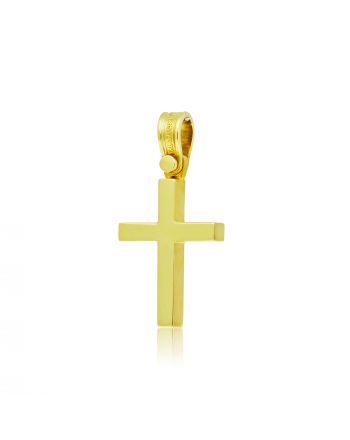 Σταυρός Ανδρικός Τριάντος Σκέτος Κίτρινο Χρυσό 14 Καρατίων 007153