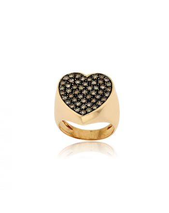Δαχτυλίδι Καρδιά Σεβαλιέ Ροζ Χρυσό  Κ18 με Διαμάντια Μπριγιάν 007279