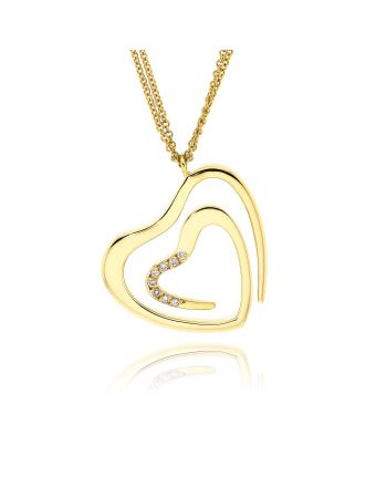 Μενταγιόν Καρδιά με Αλυσίδα από Κίτρινο Χρυσό 18 Καρατίων με Διαμάντια 012156