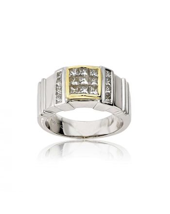 Δαχτυλίδι Λευκό και Κίτρινο Χρυσό 18 Καρατίων Κ18 με Διαμάντια 012904