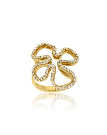 Δαχτυλίδι Λουλούδι Κίτρινο Χρυσό 18 Καρατίων  με Διαμάντια Μπριγιάν 014336