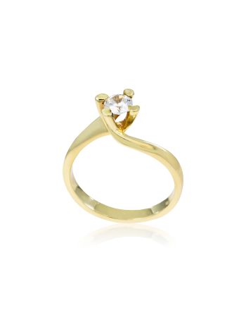 Μονόπετρο Δαχτυλίδι Φλόγα από Κίτρινο Χρυσό 14 Καρατίων με Πέτρες Ζιργκόν 014359