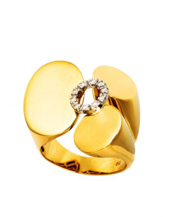 Δαχτυλίδι από Λευκό και Κίτρινο Χρυσό 18 Καρατίων Κ18 με Διαμάντια 014408