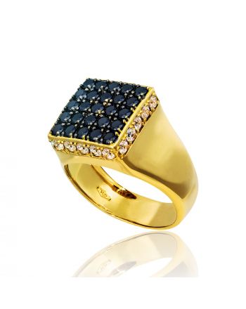 Δαχτυλίδι Σεβαλιέ Κίτρινο Χρυσό 18 Καρατίων Κ18 με Πέτρες Ζιργκόν 016857