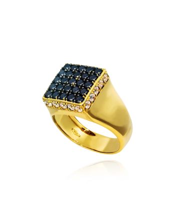 Δαχτυλίδι Σεβαλιέ Κίτρινο Χρυσό 18 Καρατίων Κ18 με Πέτρες Ζιργκόν 016857