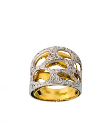 Δαχτυλίδι Κίτρινο και Λευκό Χρυσό 14 Καρατίων Κ14 με Πέτρες Ζιργκόν 017267