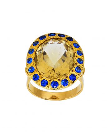 Δαχτυλίδι Ροζέτα από Κίτρινο Χρυσό Κ18 με Ημιπολύτιμους Λίθους 017671