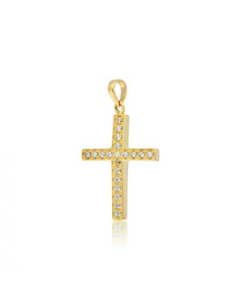 Σταυρός Aloro με Κίτρινο Χρυσό Κ14 και Ζιργκόν 017817
