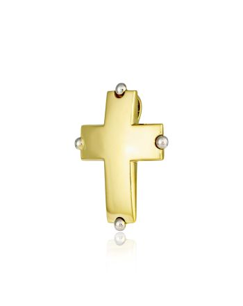 Σταυρός Βάπτισης Τριάντος για Αγόρι και Κορίτσι Κίτρινο και Λευκό Χρυσό Κ14 019824