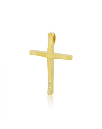 Σταυρός Βάπτισης ValOro για Κορίτσι Κίτρινο Χρυσό Κ18 με Διαμάντια Μπριγιάν 026967