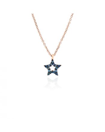 Μενταγιόν με Αλυσίδα Αστέρι από Ροζ Χρυσό Κ18 με Διαμάντια 030531